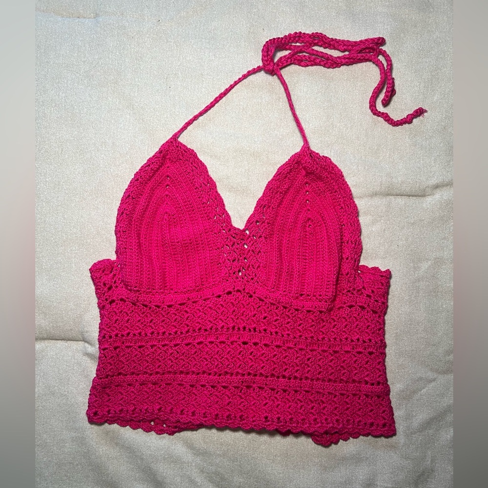 Y2K crochet halter crop top
